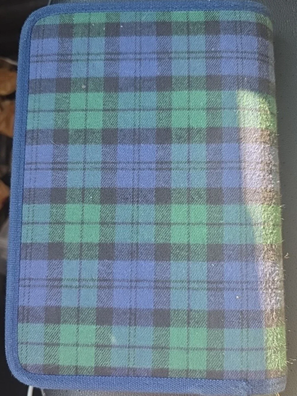 Vintage Mickey Mouse Plaid Zip Pouch - Blue & Green with Yellow Accents - Picture 2 of 4